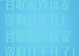 谷歌游戏玩家资料打不开(谷歌游戏玩家资料打不开了)