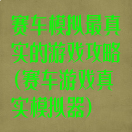 赛车模拟最真实的游戏攻略(赛车游戏真实模拟器)