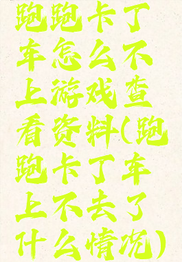 跑跑卡丁车怎么不上游戏查看资料(跑跑卡丁车上不去了什么情况)