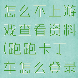 跑跑卡丁车怎么不上游戏查看资料(跑跑卡丁车怎么登录不上去)