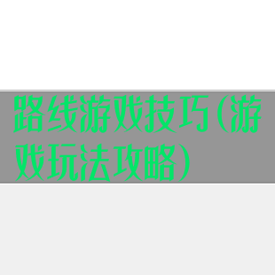 路线游戏技巧(游戏玩法攻略)