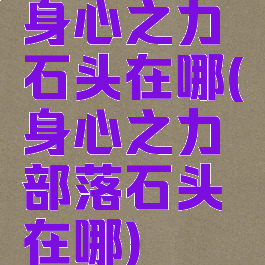 身心之力石头在哪(身心之力部落石头在哪)