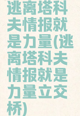 逃离塔科夫情报就是力量(逃离塔科夫情报就是力量立交桥)