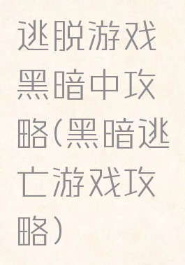 逃脱游戏黑暗中攻略(黑暗逃亡游戏攻略)