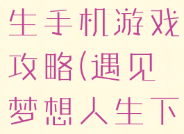 遇见梦想人生手机游戏攻略(遇见梦想人生下载安装)