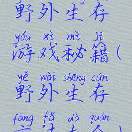 野外生存游戏秘籍(野外生存方法大全)