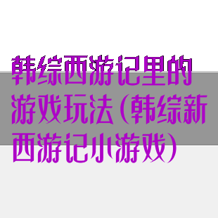 韩综西游记里的游戏玩法(韩综新西游记小游戏)