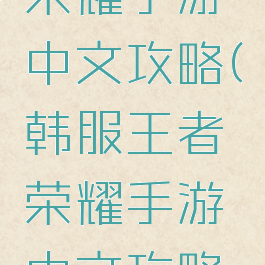 韩服王者荣耀手游中文攻略(韩服王者荣耀手游中文攻略视频)