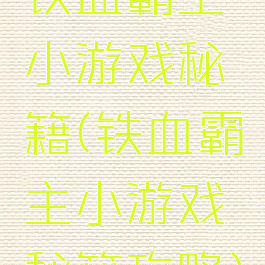 铁血霸主小游戏秘籍(铁血霸主小游戏秘籍攻略)