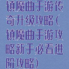 镇魔曲手游传奇升级攻略(镇魔曲手游攻略新手必看进阶攻略)