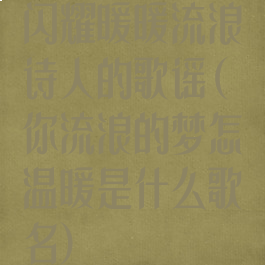 闪耀暖暖流浪诗人的歌谣(你流浪的梦怎温暖是什么歌名)