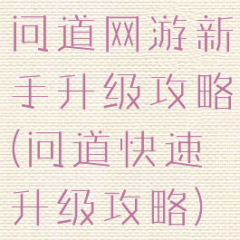 问道网游新手升级攻略(问道快速升级攻略)