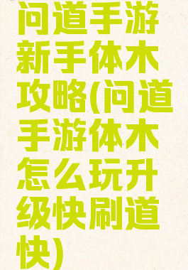 问道手游新手体木攻略(问道手游体木怎么玩升级快刷道快)