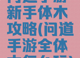 问道手游新手体木攻略(问道手游全体木怎么玩)