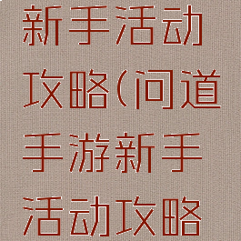 问道手游新手活动攻略(问道手游新手活动攻略大全)