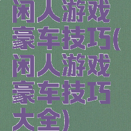 闲人游戏豪车技巧(闲人游戏豪车技巧大全)