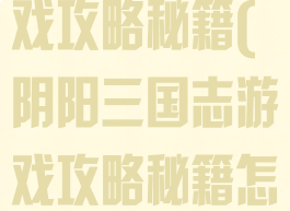 阴阳三国志游戏攻略秘籍(阴阳三国志游戏攻略秘籍怎么用)