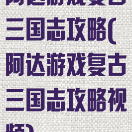 阿达游戏复古三国志攻略(阿达游戏复古三国志攻略视频)