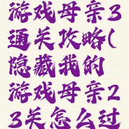 隐藏我的游戏母亲3通关攻略(隐藏我的游戏母亲23关怎么过)