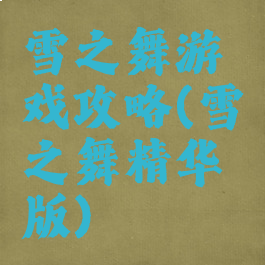 雪之舞游戏攻略(雪之舞精华版)