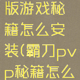 霸刀无限版游戏秘籍怎么安装(霸刀pvp秘籍怎么点)