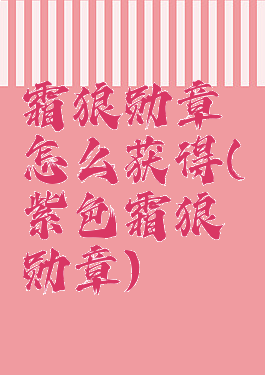 霜狼勋章怎么获得(紫色霜狼勋章)
