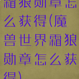 霜狼勋章怎么获得(魔兽世界霜狼勋章怎么获得)