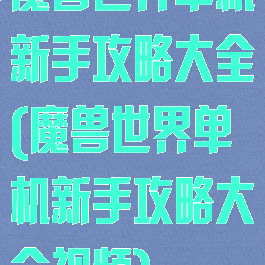 魔兽世界单机新手攻略大全(魔兽世界单机新手攻略大全视频)