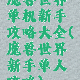 魔兽世界单机新手攻略大全(魔兽世界新手单人攻略)