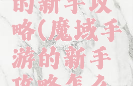 魔域手游的新手攻略(魔域手游的新手攻略怎么玩)