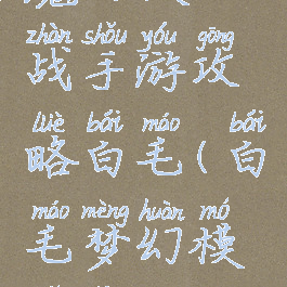魔幻模拟战手游攻略白毛(白毛梦幻模拟战)
