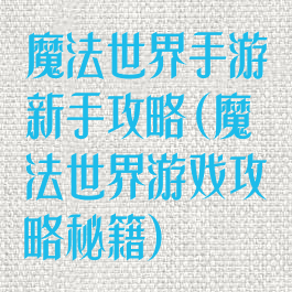魔法世界手游新手攻略(魔法世界游戏攻略秘籍)