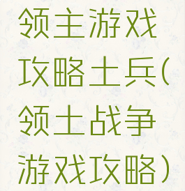 领主游戏攻略土兵(领土战争游戏攻略)