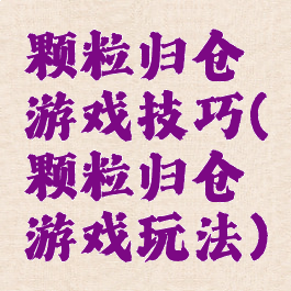 颗粒归仓游戏技巧(颗粒归仓游戏玩法)