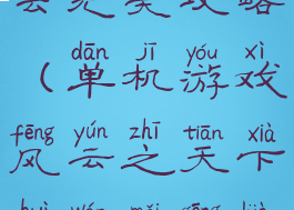 风云之天下会完美攻略(单机游戏风云之天下会完美攻略)