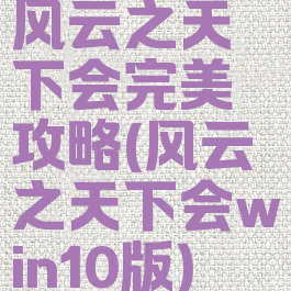 风云之天下会完美攻略(风云之天下会win10版)