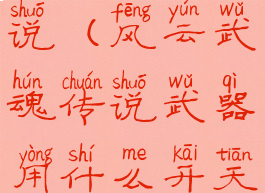 风云武魂传说(风云武魂传说武器用什么开天石头)