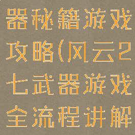 风云2七武器秘籍游戏攻略(风云2七武器游戏全流程讲解)