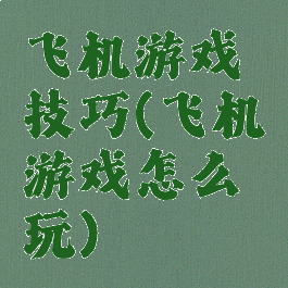 飞机游戏技巧(飞机游戏怎么玩)