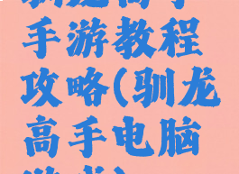 驯龙高手手游教程攻略(驯龙高手电脑游戏)