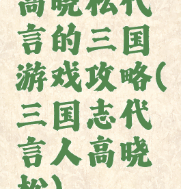 高晓松代言的三国游戏攻略(三国志代言人高晓松)