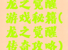 龙之觉醒游戏秘籍(龙之觉醒传奇攻略)