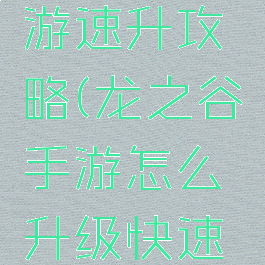 龙之谷手游速升攻略(龙之谷手游怎么升级快速升级)