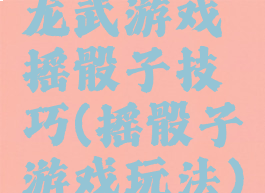 龙武游戏摇骰子技巧(摇骰子游戏玩法)