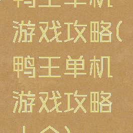鸭王单机游戏攻略(鸭王单机游戏攻略大全)