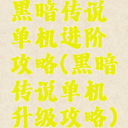 黑暗传说单机进阶攻略(黑暗传说单机升级攻略)