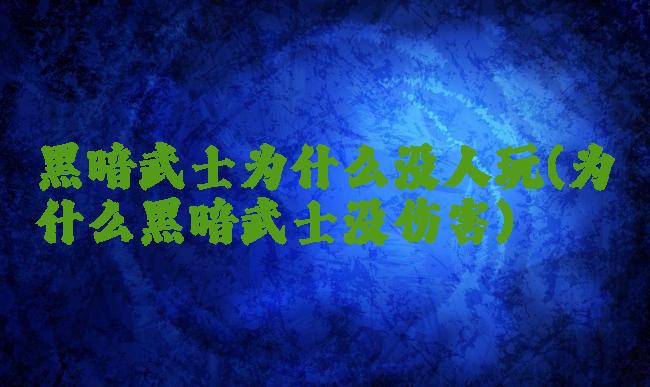 黑暗武士为什么没人玩(为什么黑暗武士没伤害)