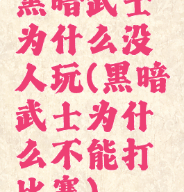黑暗武士为什么没人玩(黑暗武士为什么不能打比赛)