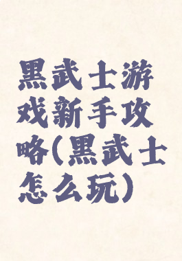 黑武士游戏新手攻略(黑武士怎么玩)