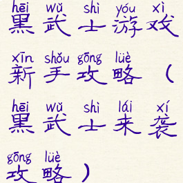 黑武士游戏新手攻略(黑武士来袭攻略)